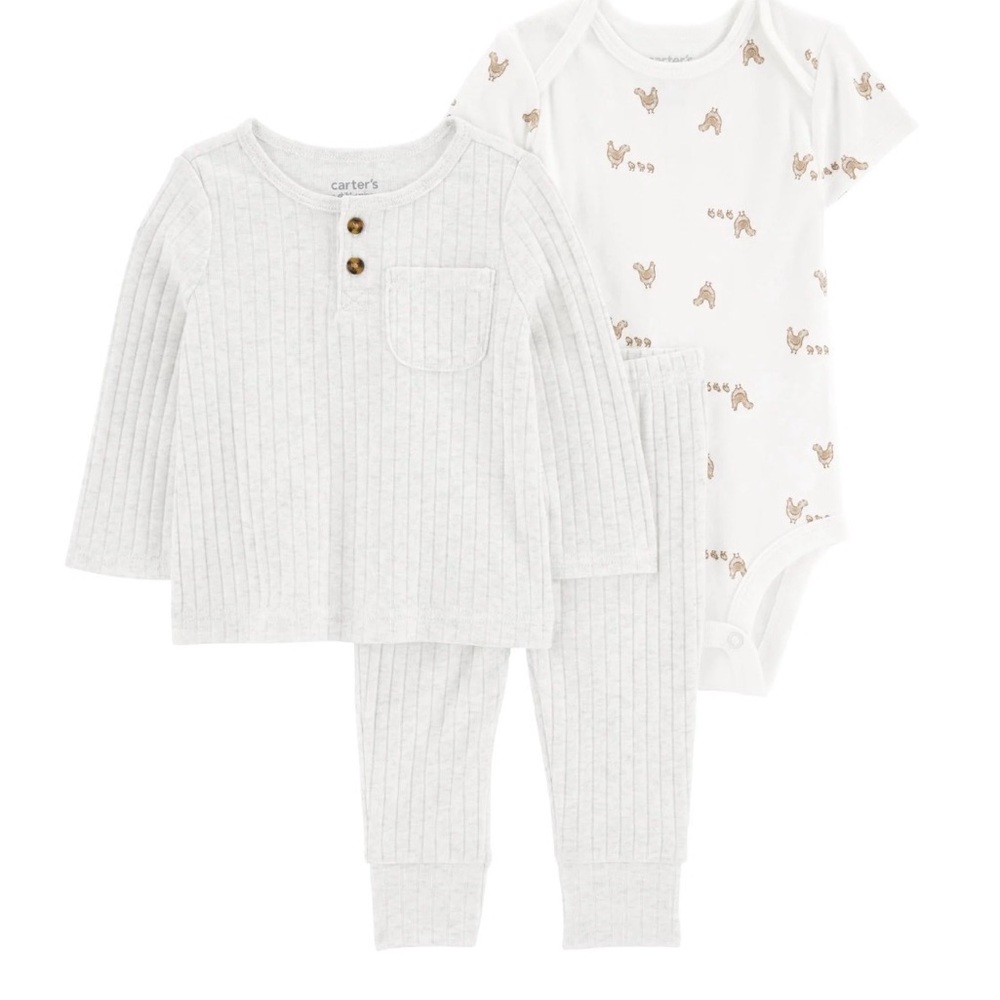 Carter's Light Brown and White 3 Piece Set Size Newborn